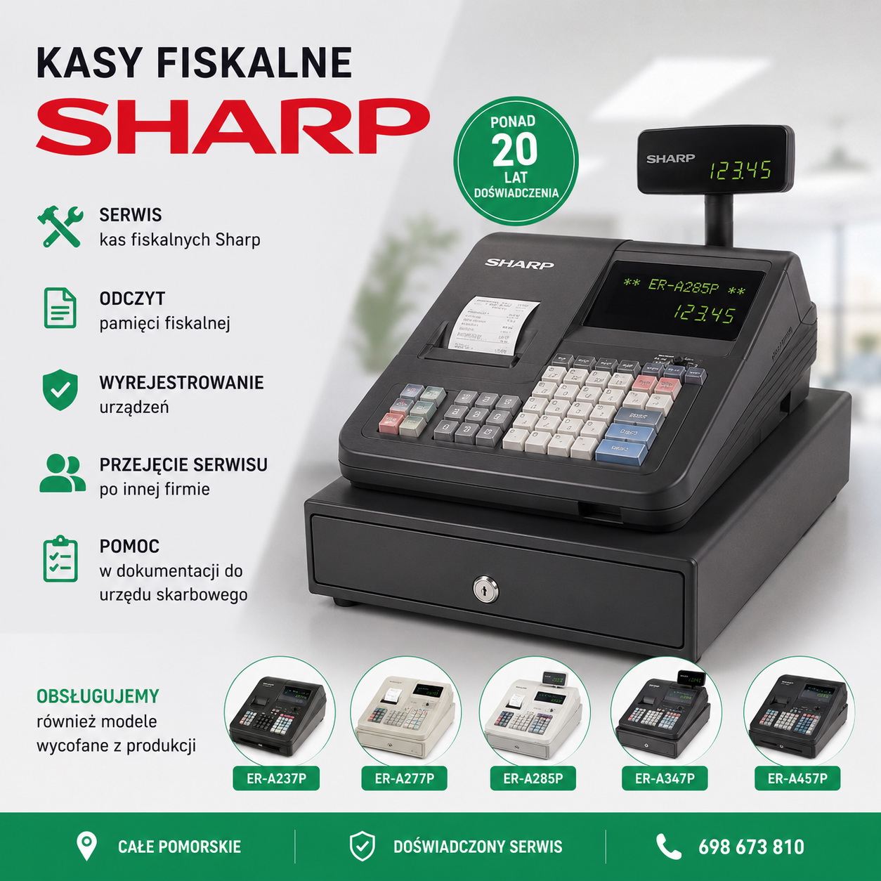 Kasy fiskalne Sharp - Serwis